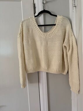 Tobi Cream Cropped Chunky Knit Sweater 100% cotton